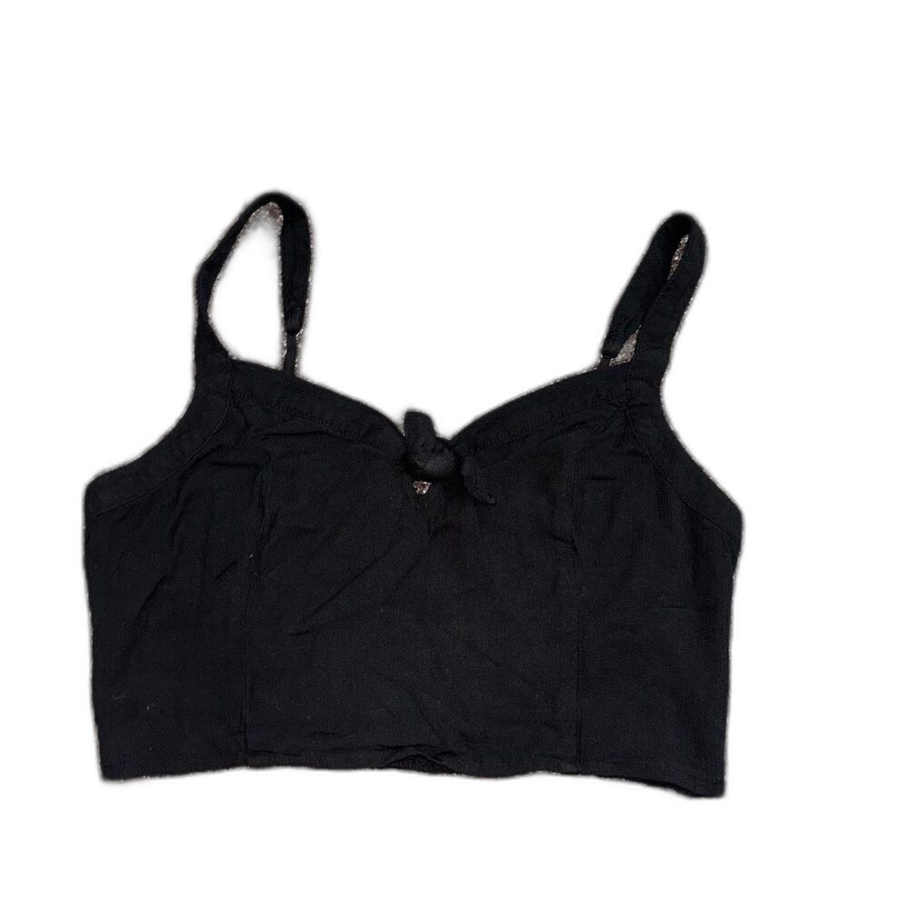 Hollister Black Tie Front Crop Top Size Large